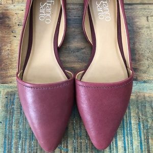 Women’s flat shoe, red/burgundy, matte finish